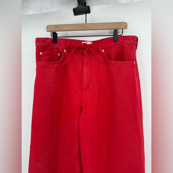 COS Wide Leg Red Drawstring Denim Jean Trousers - Picture 6 of 12